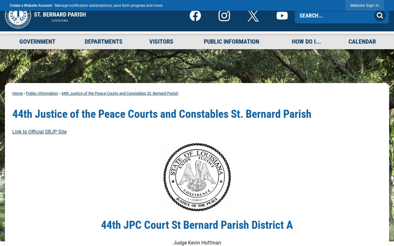 Ward A through K justice of the peace and constable contact listing for St. Bernard Parish warrant routing