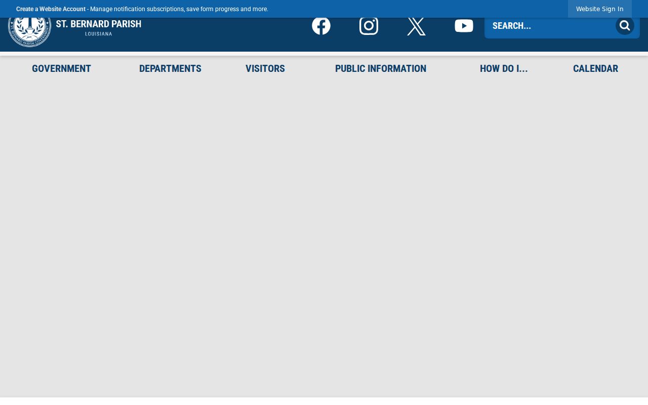 St. Bernard Parish Government home page used for public records routing in warrant research